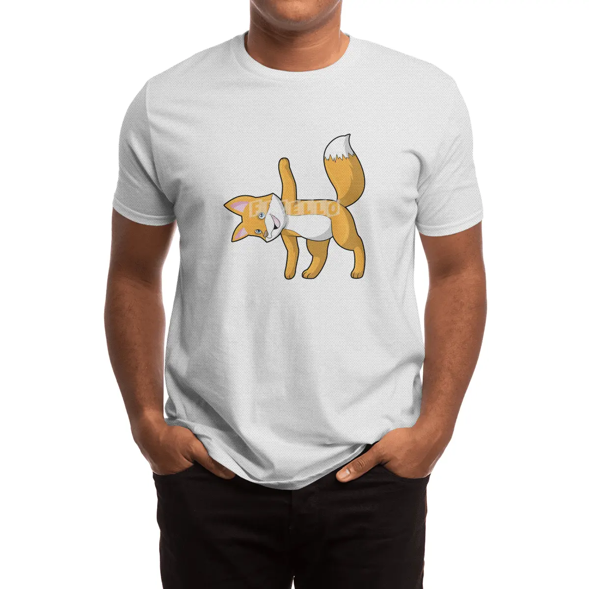 Fox at Yoga Stretching Spor T-Shirt