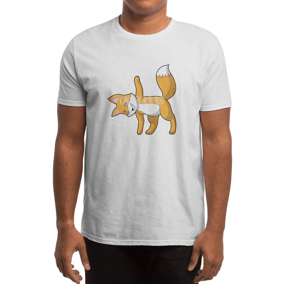 Fox at Yoga Stretching Spor T-Shirt