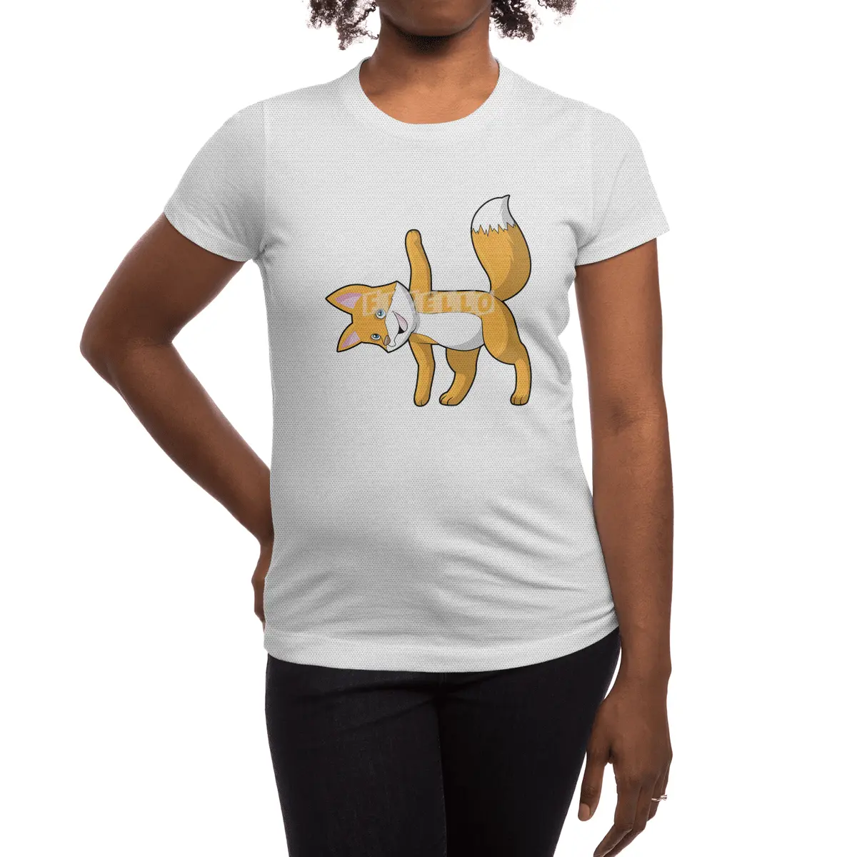 Fox at Yoga Stretching Spor T-Shirt