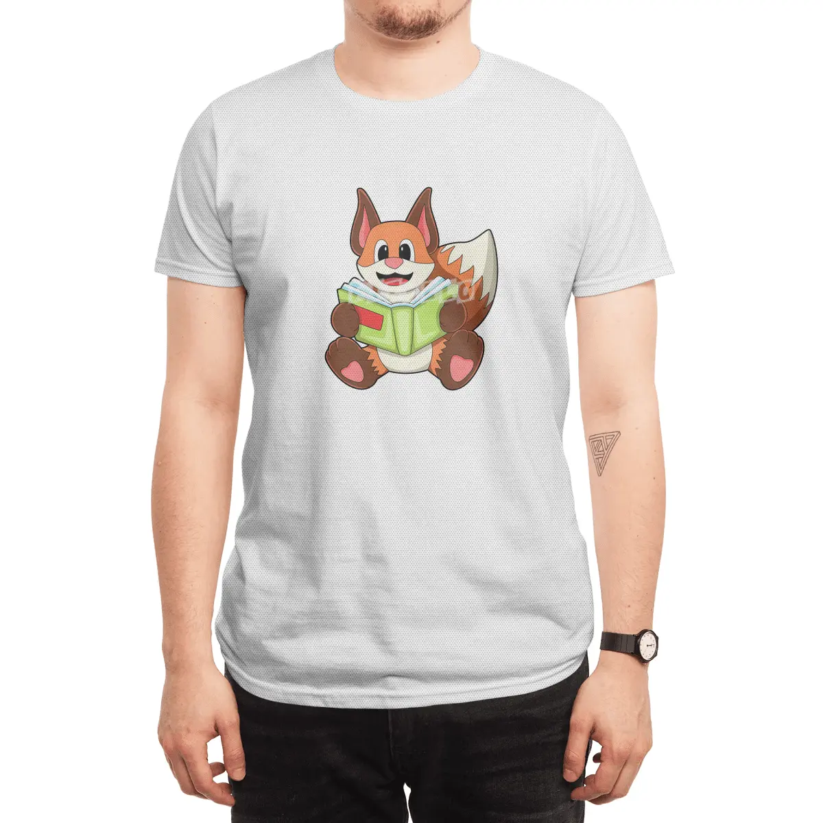 Fox with Book Spor T-Shirt