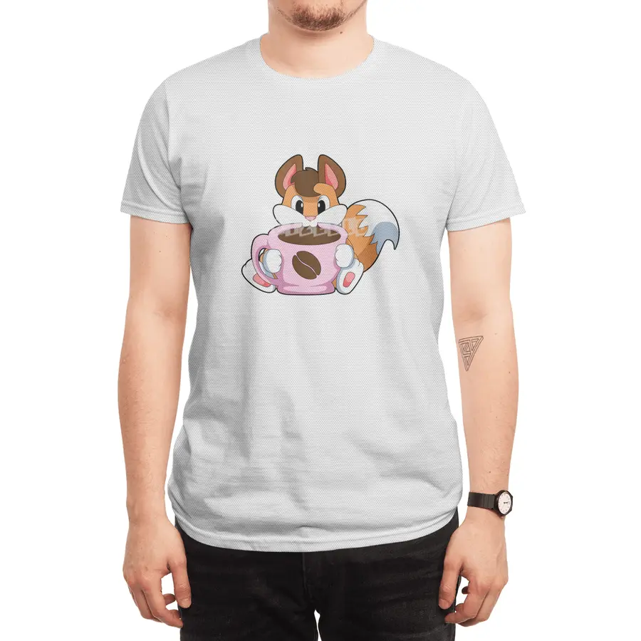 Fox with Cup of Coffee Spor T-Shirt