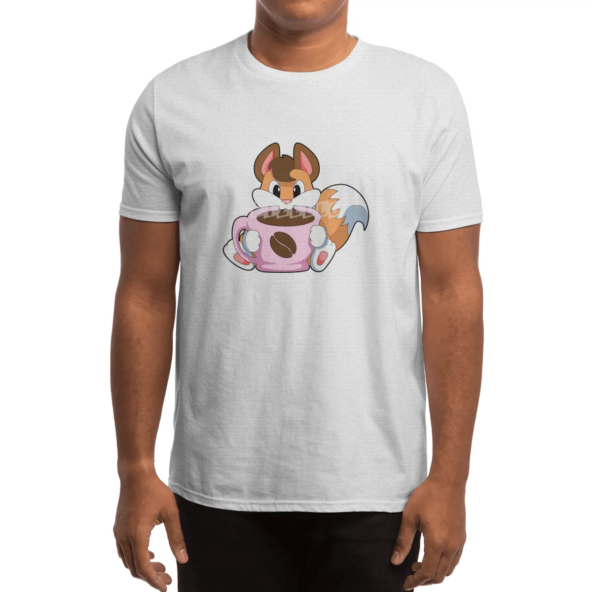 Fox with Cup of Coffee Spor T-Shirt