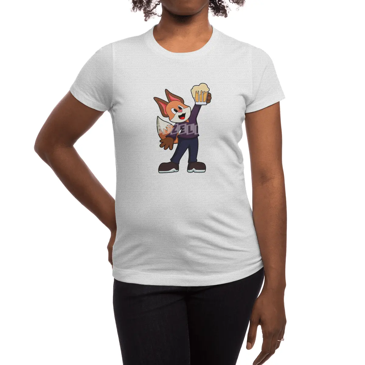 Fox with Glass of Beer Spor T-Shirt