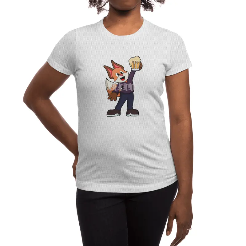 Fox with Glass of Beer Spor T-Shirt
