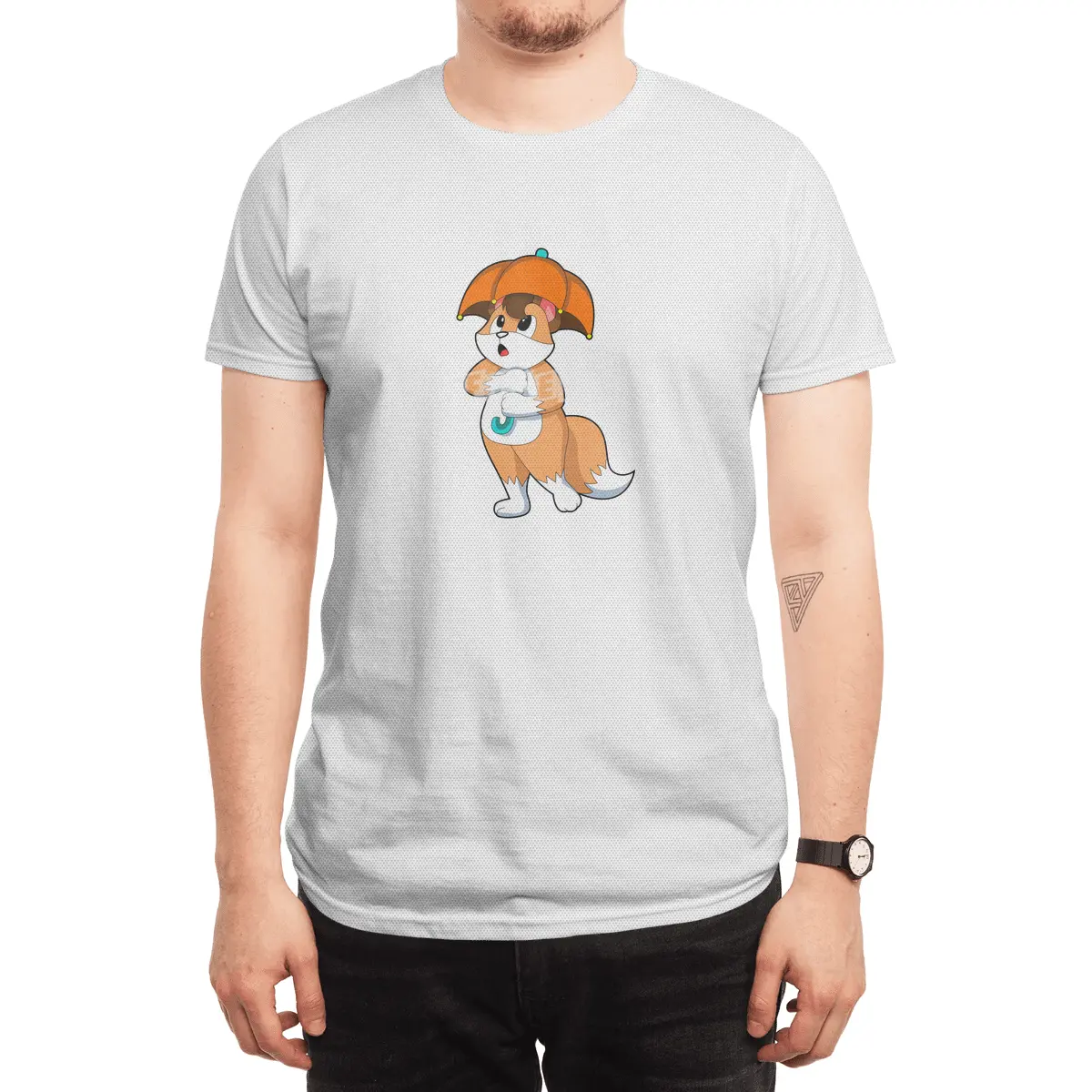 Fox with Umbrella Spor T-Shirt