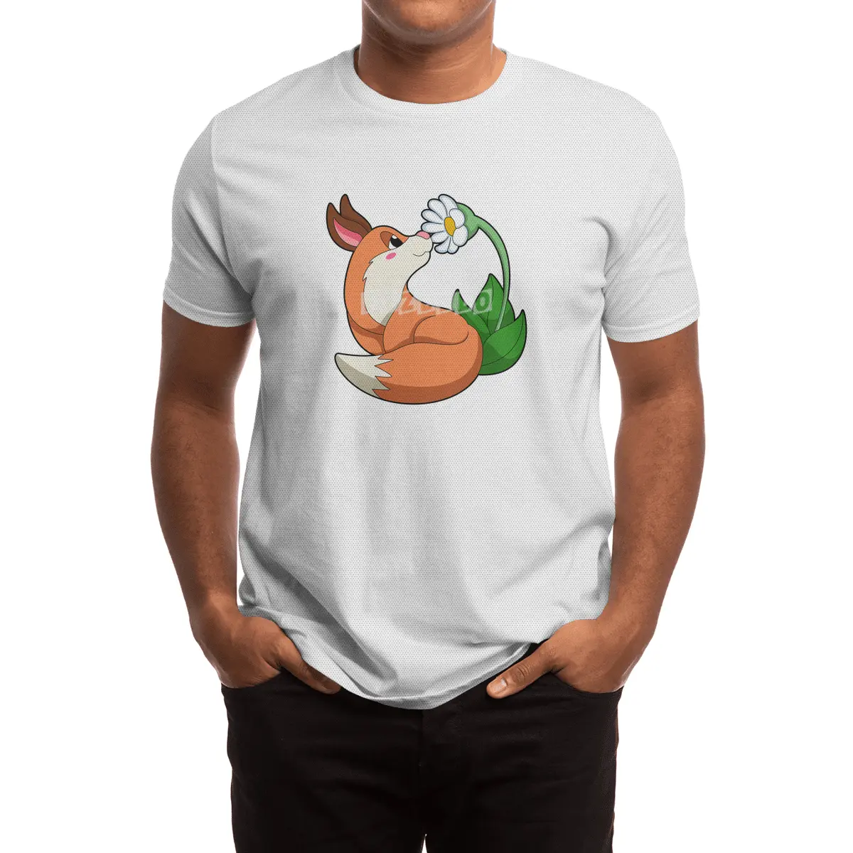 Fox with white Flower Spor T-Shirt