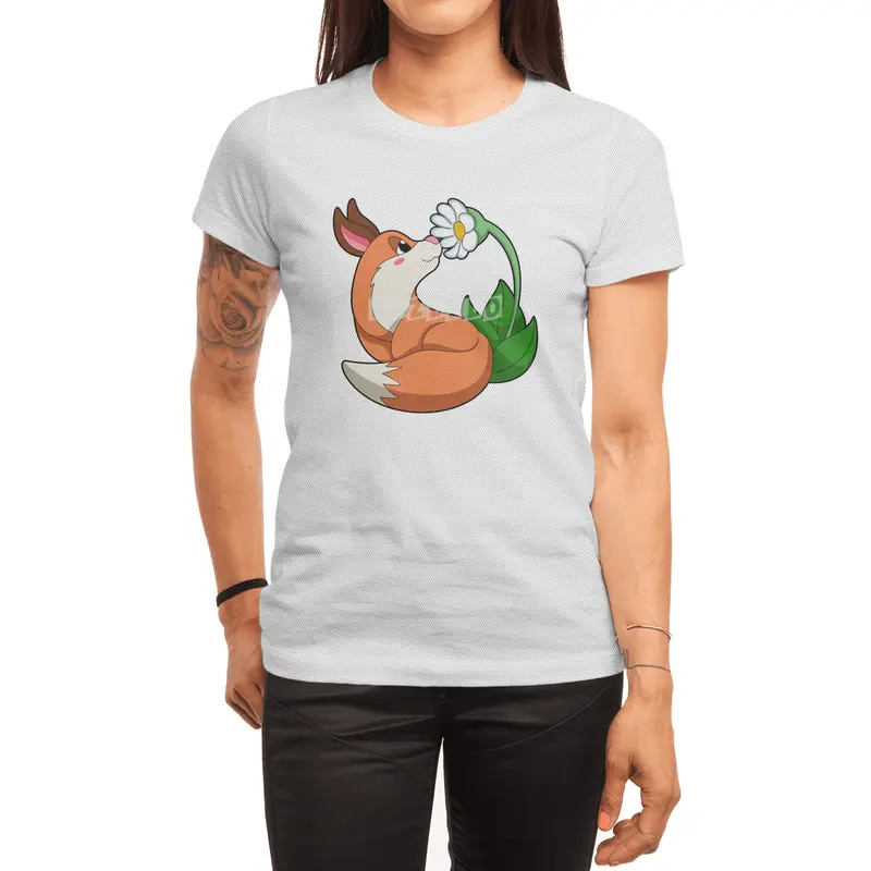 Fox with white Flower Spor T-Shirt