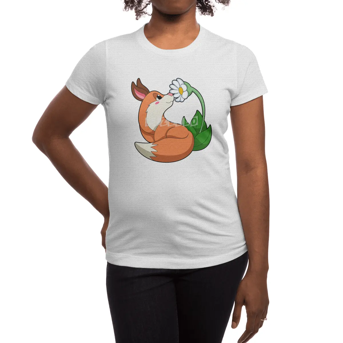 Fox with white Flower Spor T-Shirt