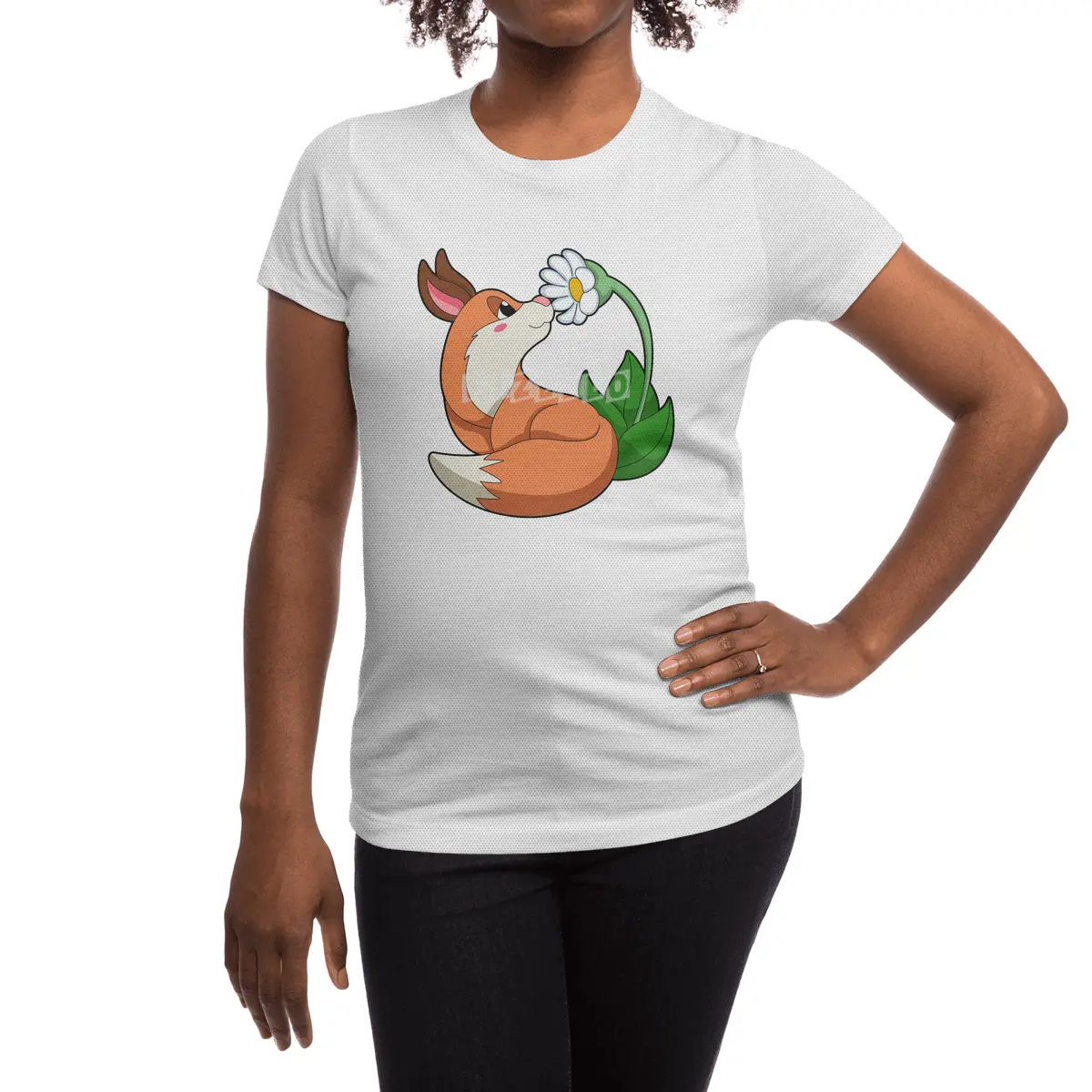 Fox with white Flower Spor T-Shirt