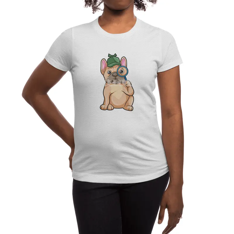 French bulldog as Detective with Magnifying glass Spor T-Shirt