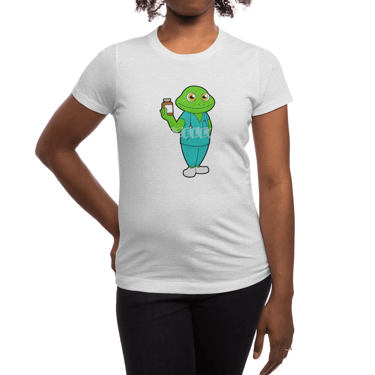 Frog as Nurse with Medicine & Stethoscope Spor T-Shirt