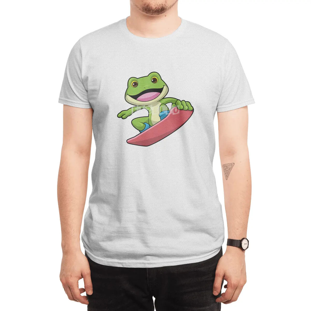 Frog as Snowboarder with Snowboard Spor T-Shirt
