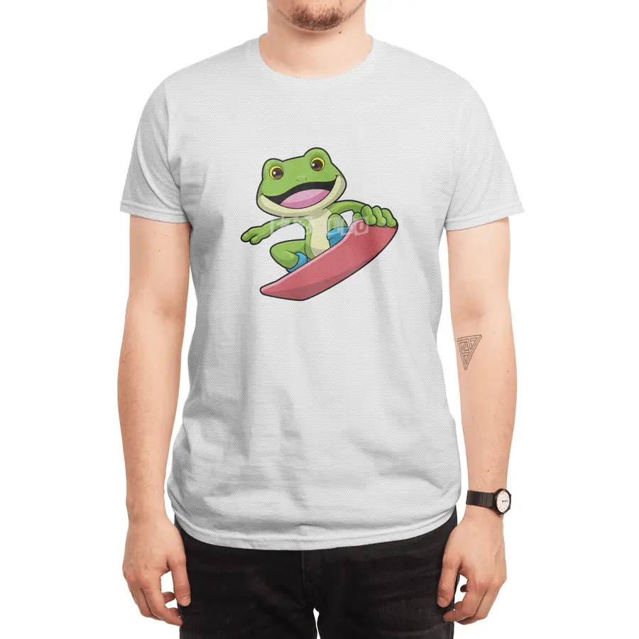 Frog as Snowboarder with Snowboard Spor T-Shirt