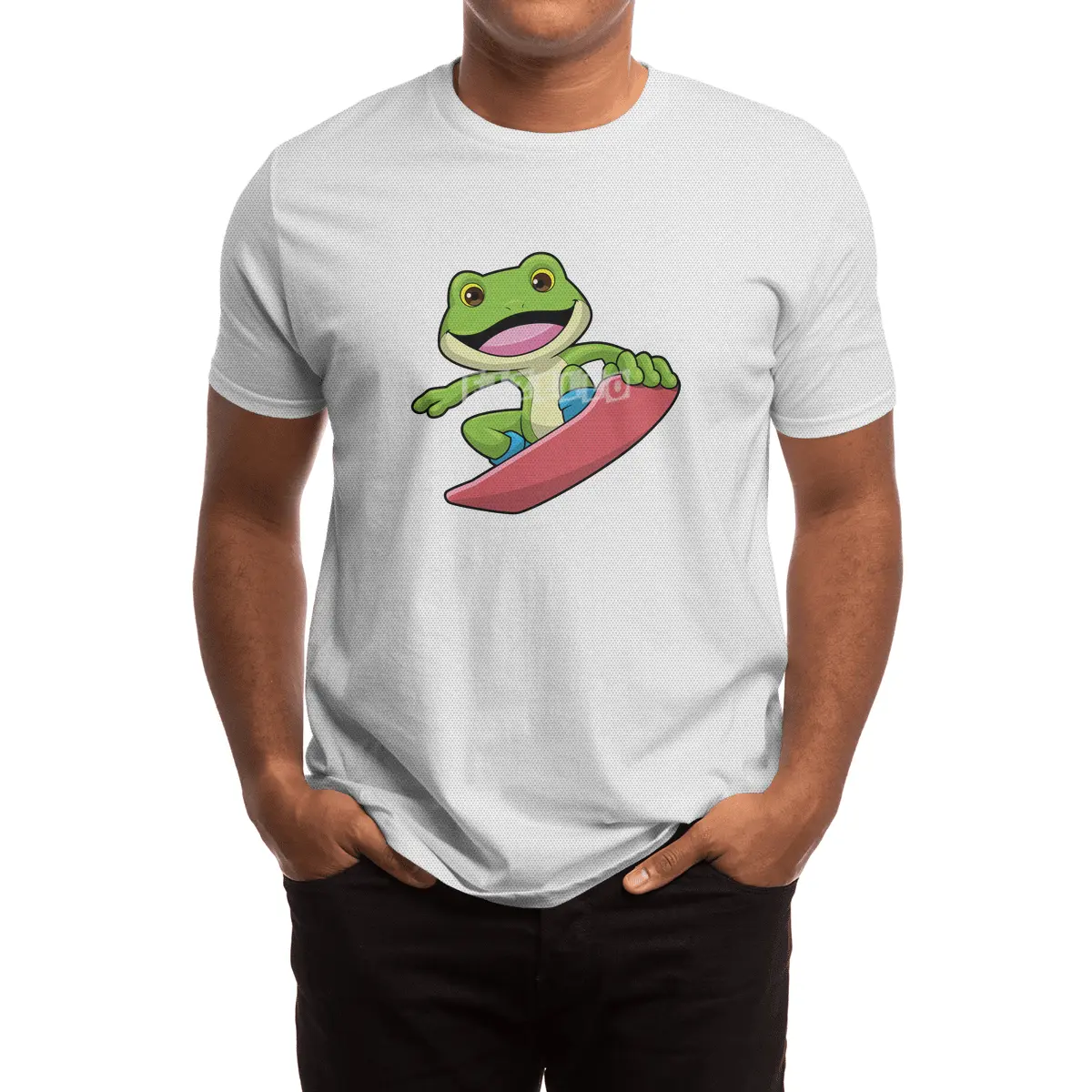 Frog as Snowboarder with Snowboard Spor T-Shirt