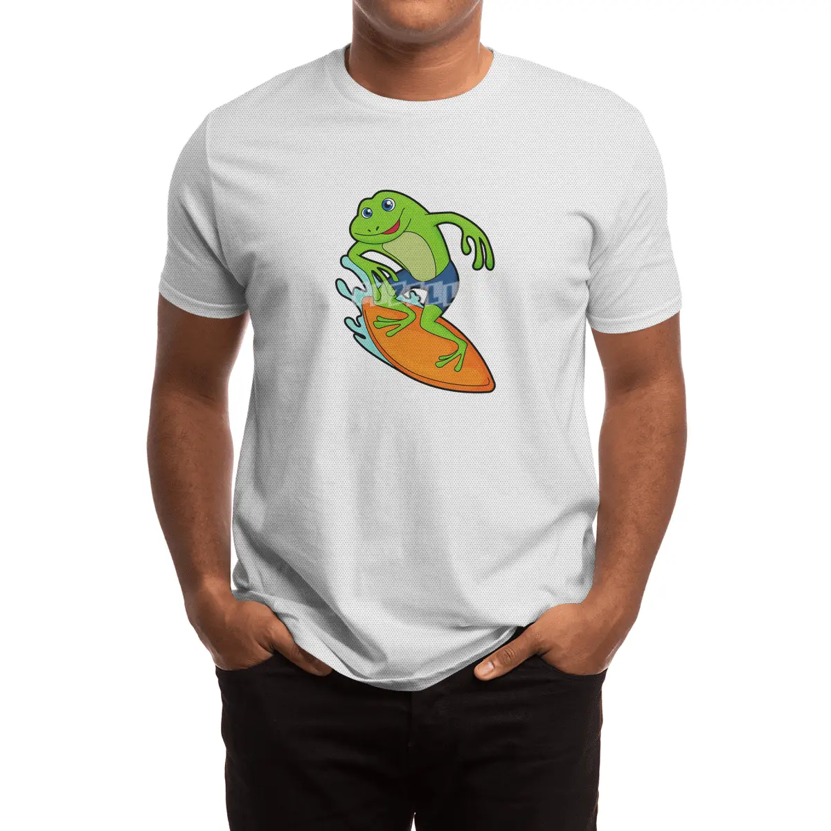 Frog as Surfer with Surfboard Spor T-Shirt