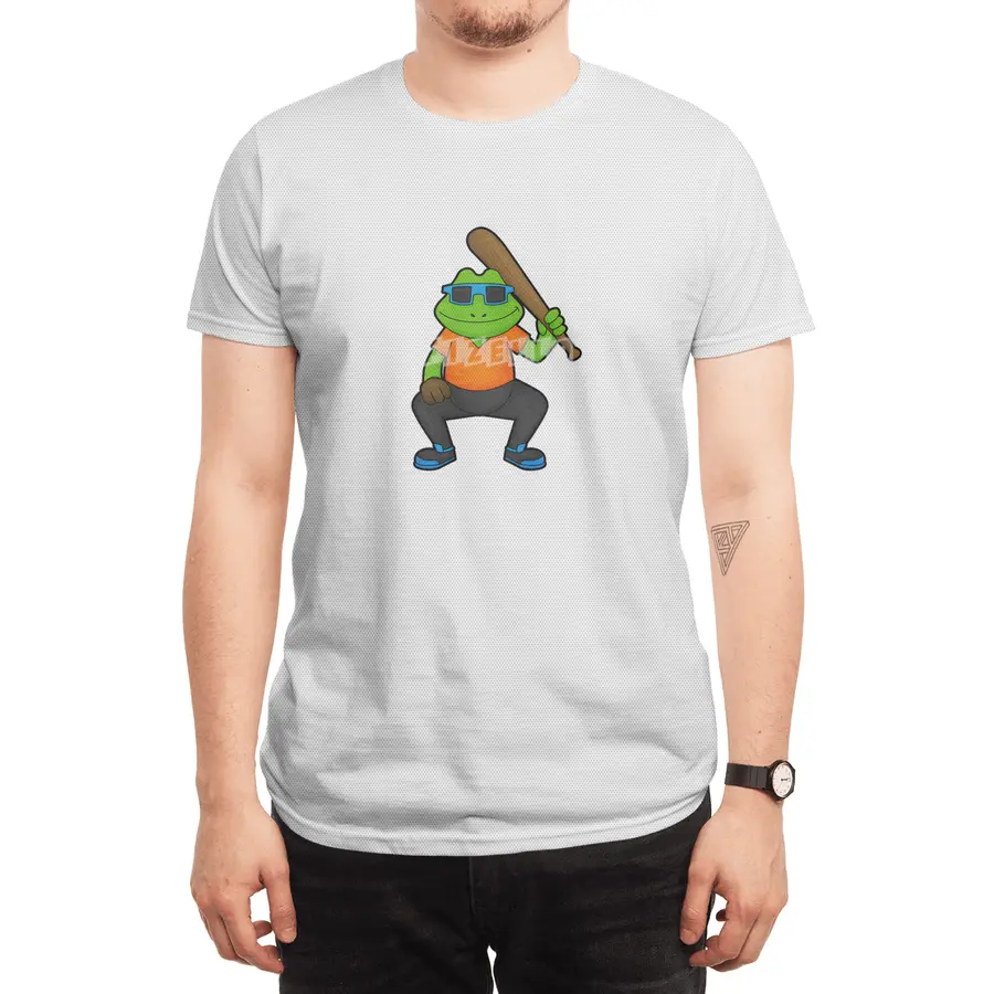 Frog at Baseball with Baseball bat & Sunglasses Spor T-Shirt
