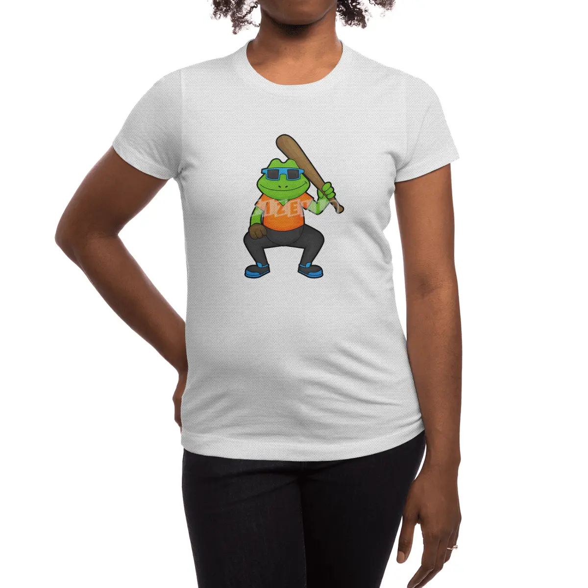 Frog at Baseball with Baseball bat & Sunglasses Spor T-Shirt