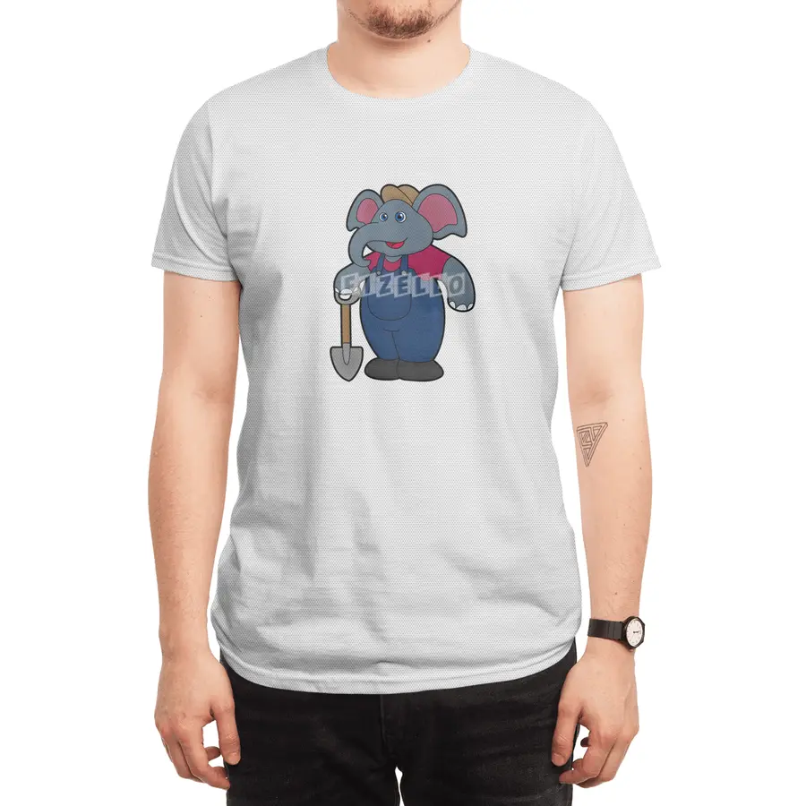 Elephant as Farmer with Shovel Spor T-Shirt