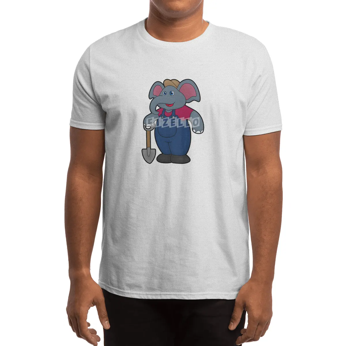 Elephant as Farmer with Shovel Spor T-Shirt