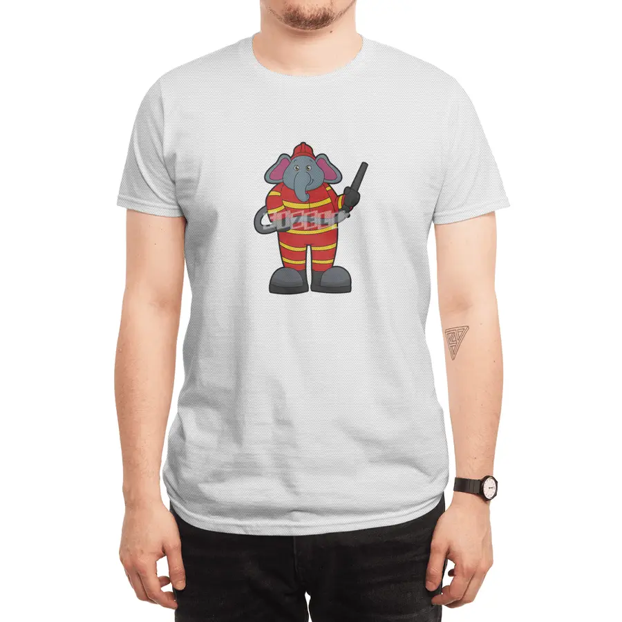 Elephant as Firefighter with Hose Spor T-Shirt