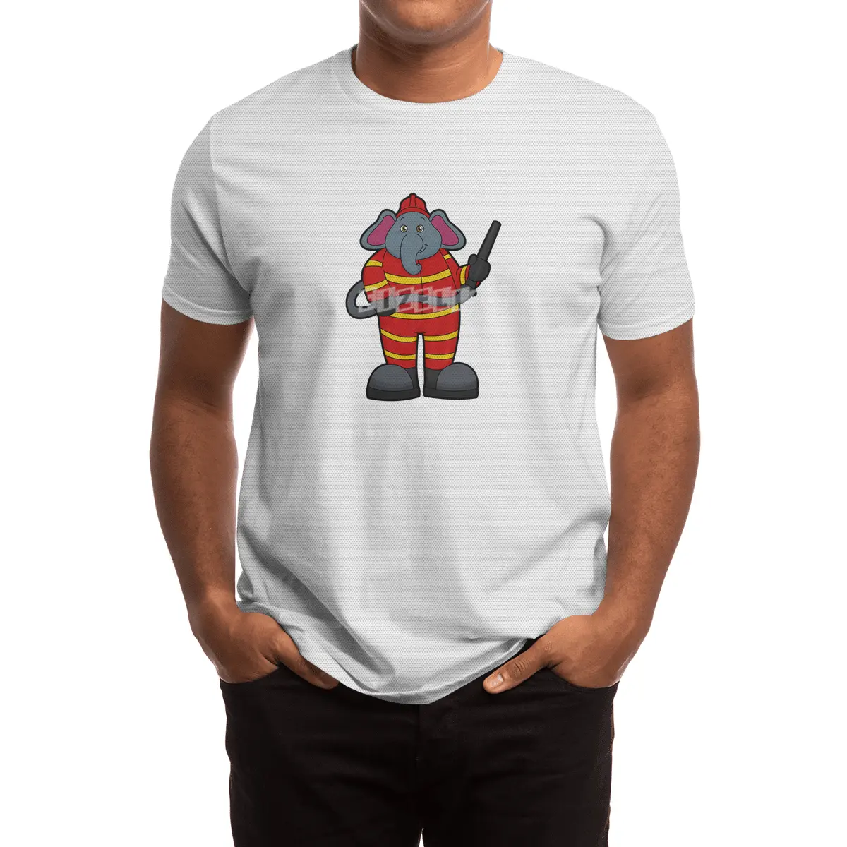 Elephant as Firefighter with Hose Spor T-Shirt