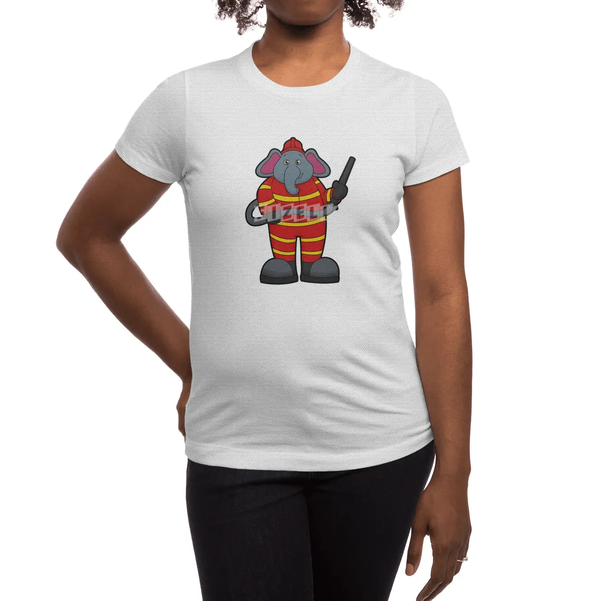 Elephant as Firefighter with Hose Spor T-Shirt