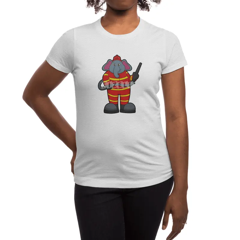 Elephant as Firefighter with Hose Spor T-Shirt