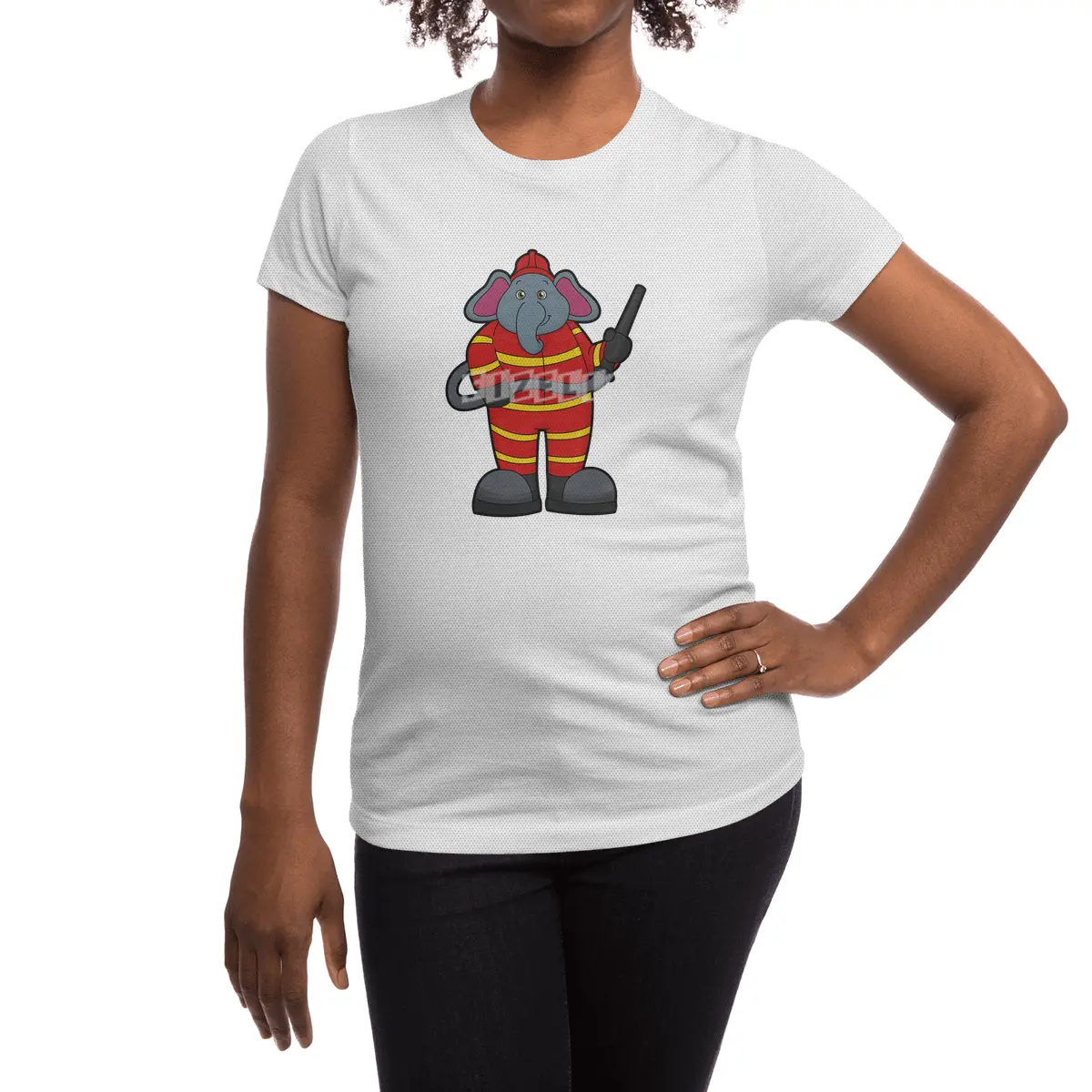 Elephant as Firefighter with Hose Spor T-Shirt