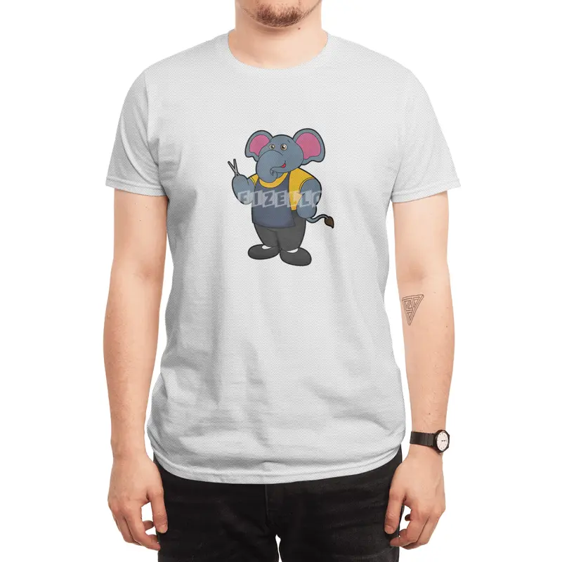 Elephant as Hairdresser with Scissors Spor T-Shirt