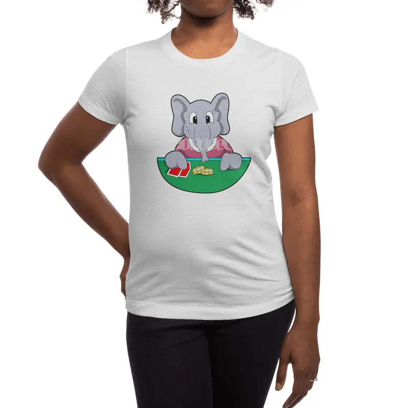 Elephant at Poker with Cards Spor T-Shirt