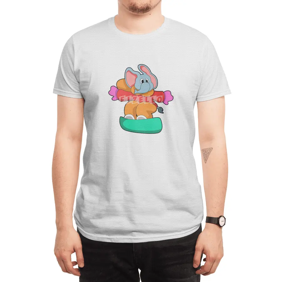 Elephant at Snowboarding with Snowboard Spor T-Shirt