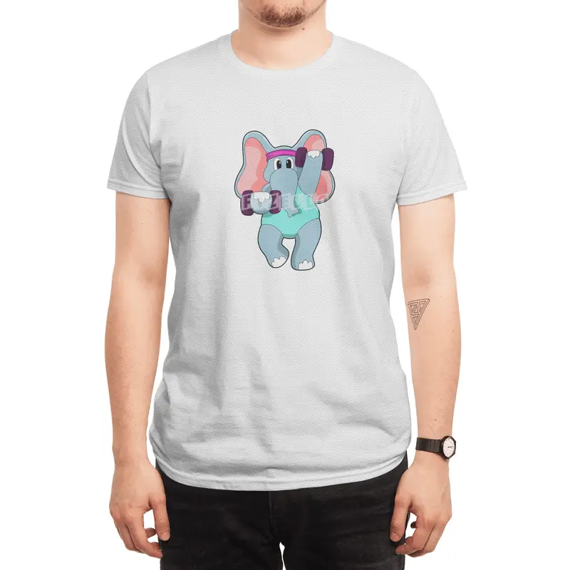 Elephant at Strength training with Dumbbells Spor T-Shirt