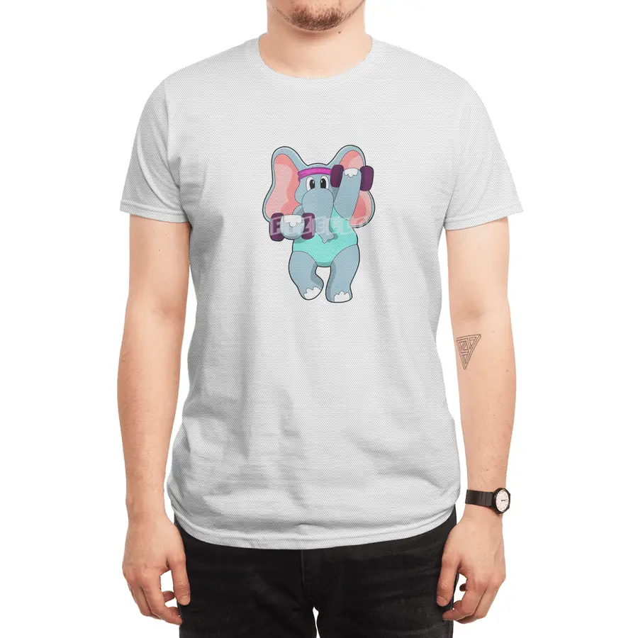 Elephant at Strength training with Dumbbells Spor T-Shirt