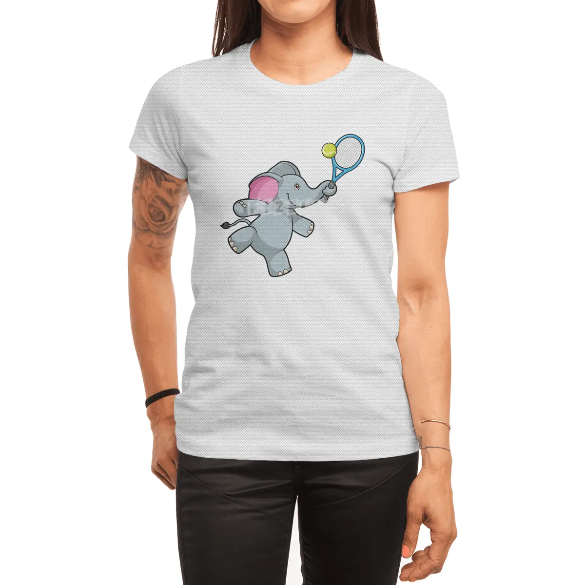 Elephant at Tennis with Tennis racket Spor T-Shirt