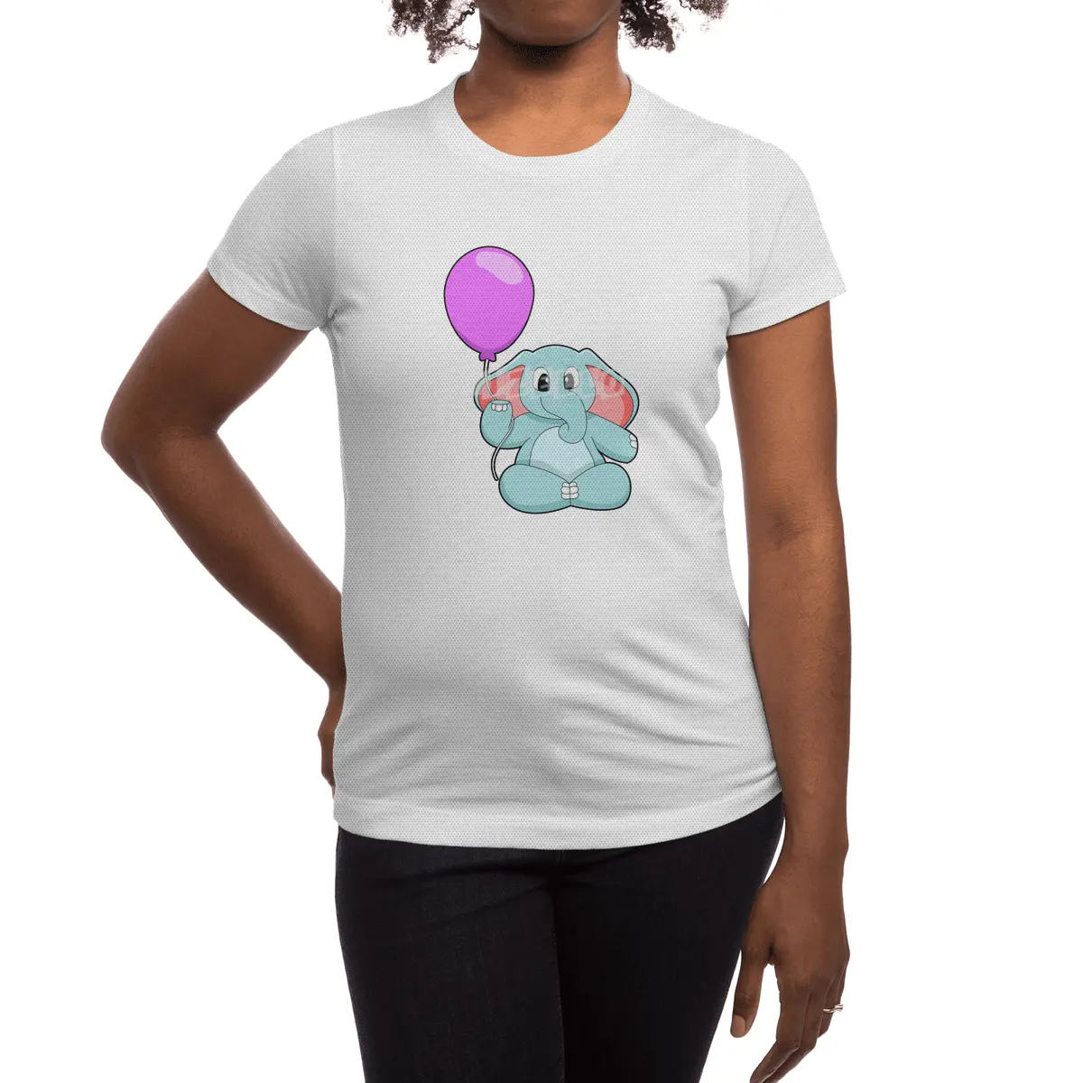 Elephant with Balloon Spor T-Shirt