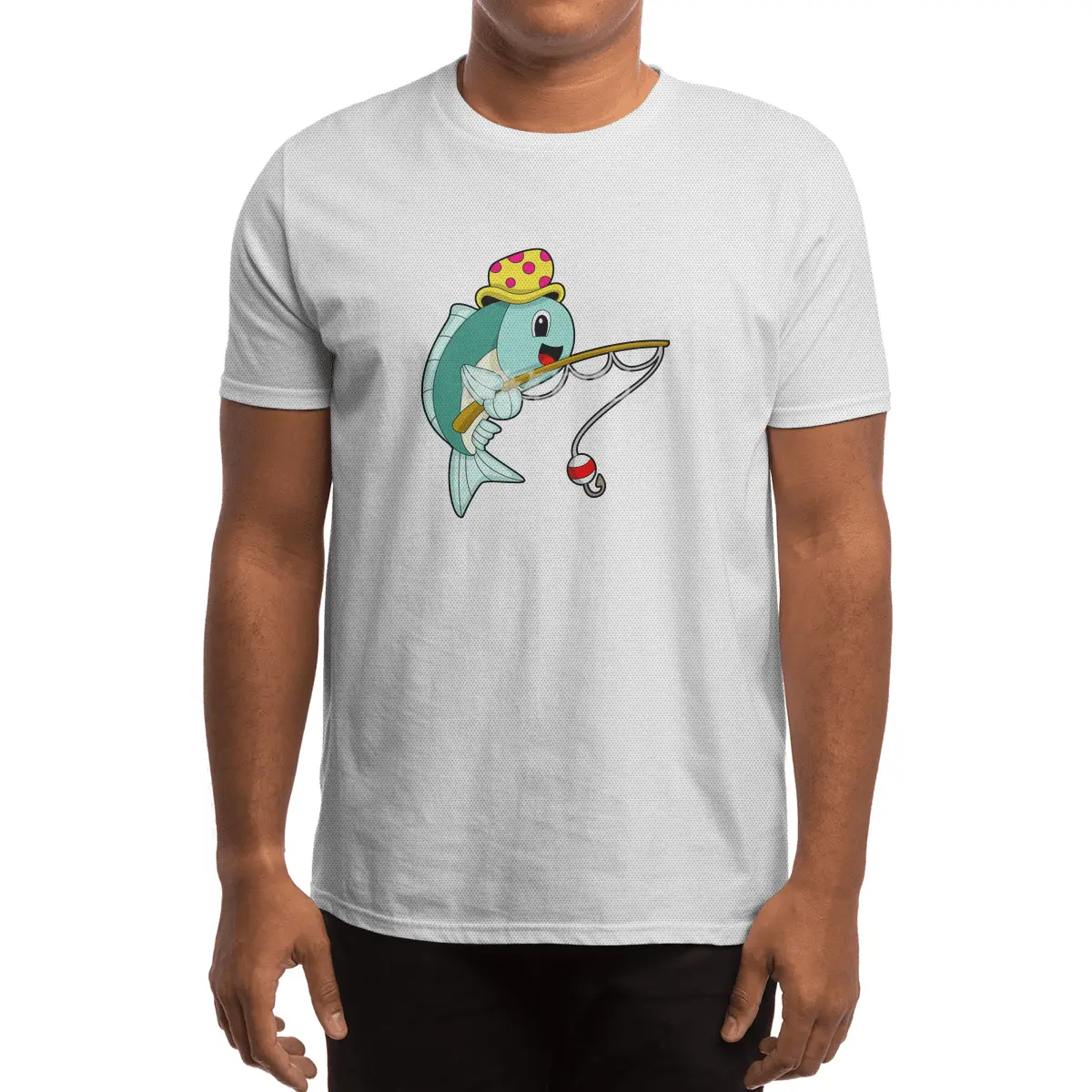 Fish at Fishing with Fishing rod & Hat Spor T-Shirt