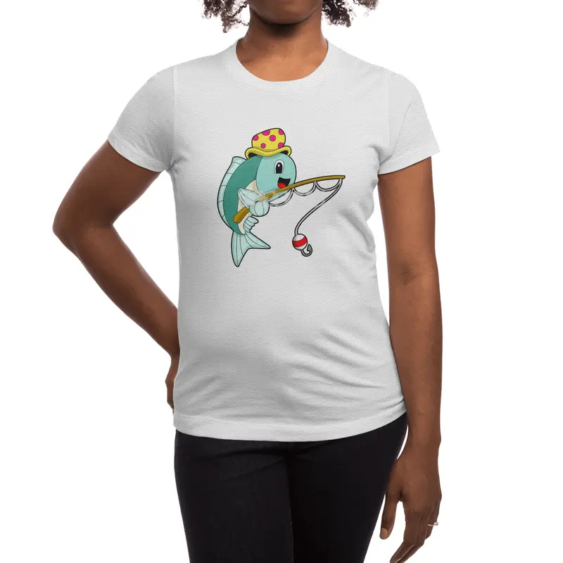 Fish at Fishing with Fishing rod & Hat Spor T-Shirt