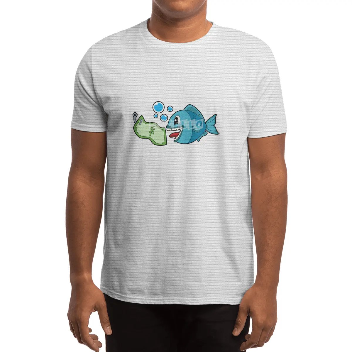 Fish with Bank note Spor T-Shirt