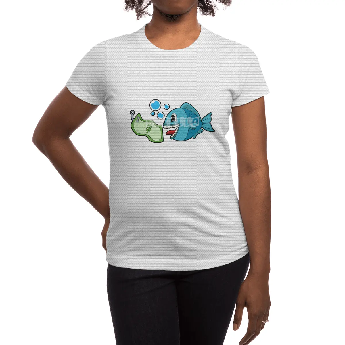 Fish with Bank note Spor T-Shirt