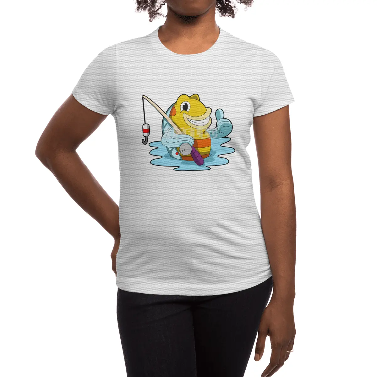 Fish with Fishing rod in Water Spor T-Shirt