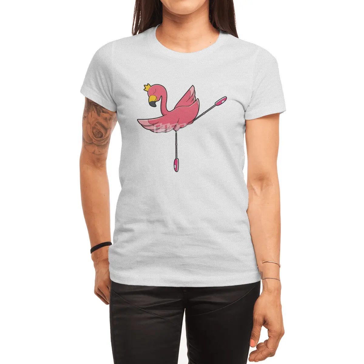 Flamingo as Ballerina at Ballet with Crown Spor T-Shirt