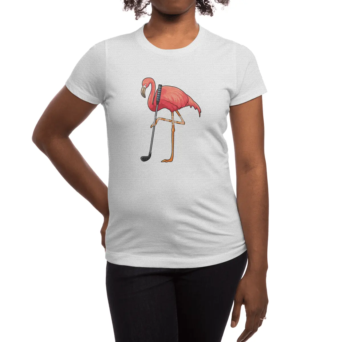 Flamingo at Golf with Golf club Spor T-Shirt