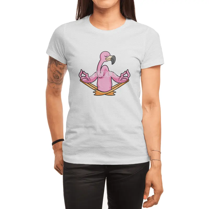 Flamingo at Yoga in Cross-legged Spor T-Shirt