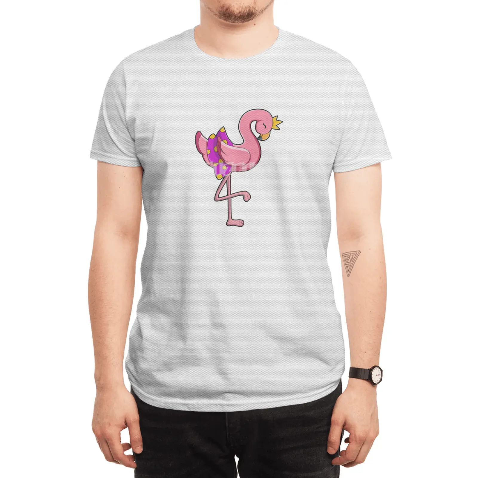 Flamingo with Crown & Skirt Spor T-Shirt