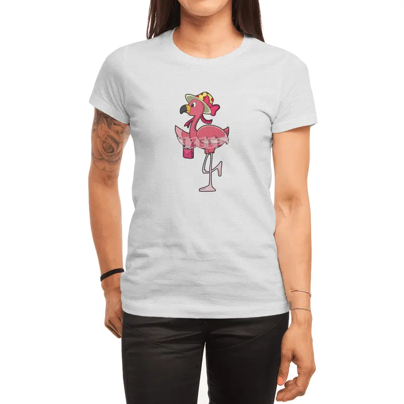 Flamingo with Handbag & Hat Spor T-Shirt