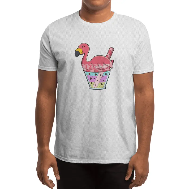 Flamingo with Mug of Juice & Drinking straw Spor T-Shirt