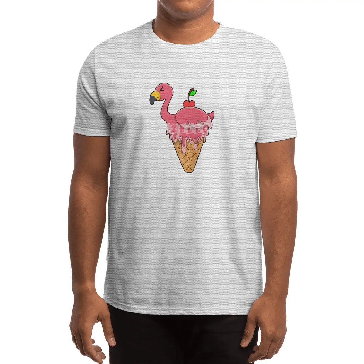 Flamingo with Waffle ice cream & Apple Spor T-Shirt