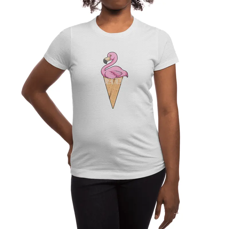 Flamingo with Waffle of Ice cream Spor T-Shirt
