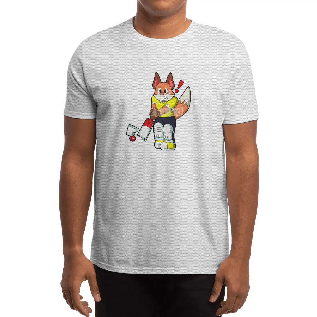 Fox as Batsman with Cricket bat Spor T-Shirt