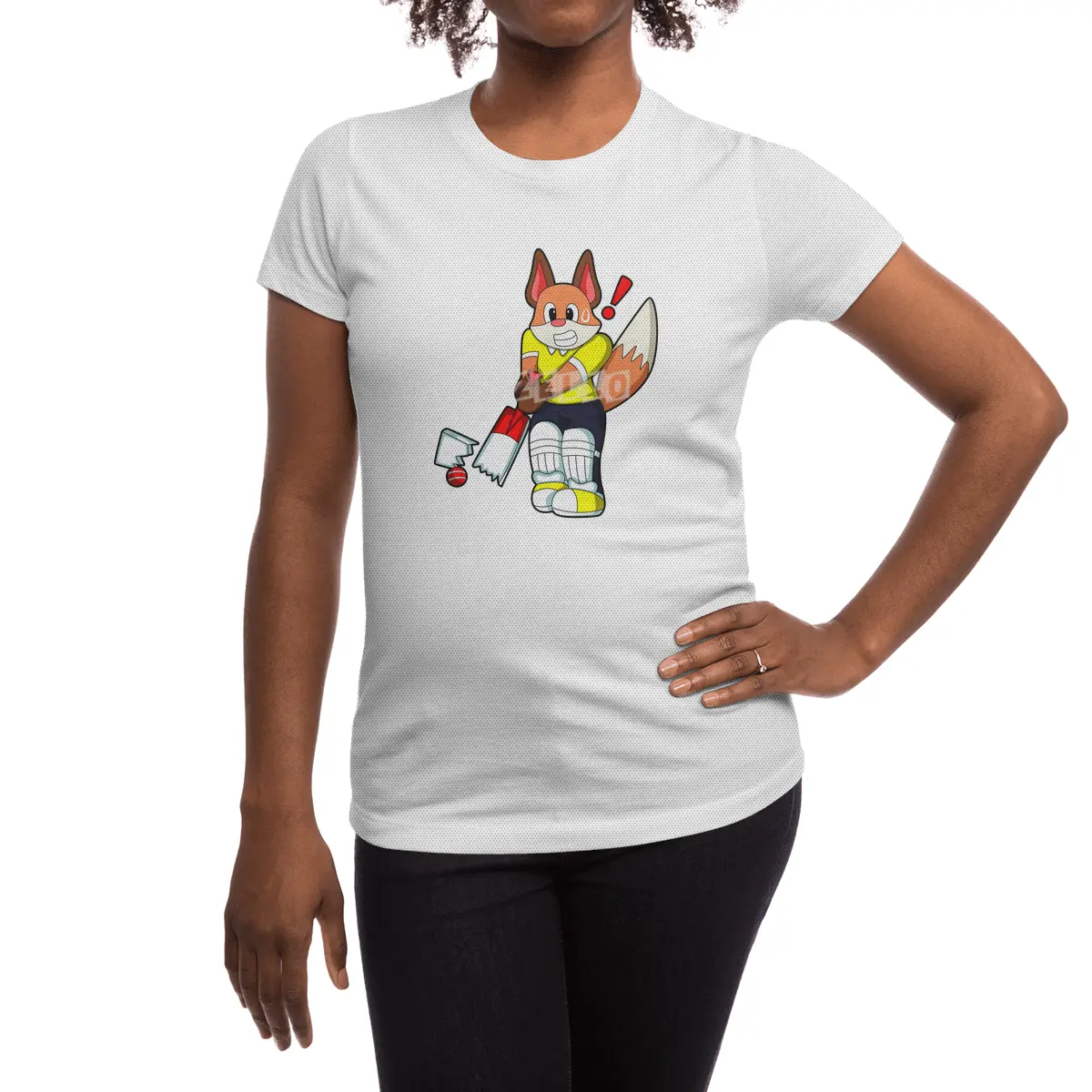 Fox as Batsman with Cricket bat Spor T-Shirt